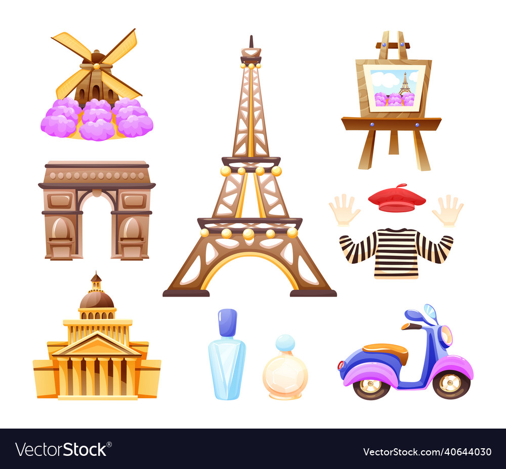 concept-of-travel-trip-to-paris-the-sights-vector-image