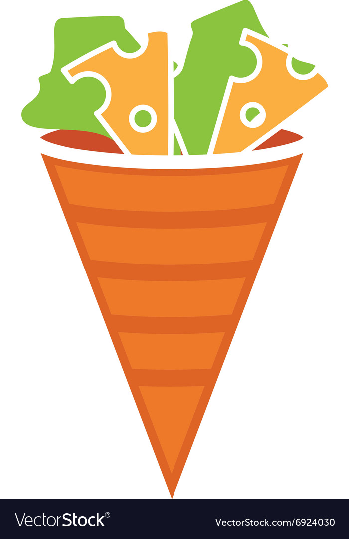 Cone with cheese and greenery