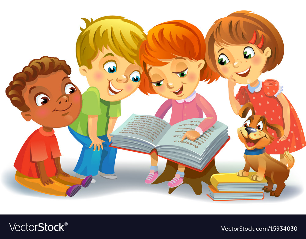 Kids Reading   Cute Children Reading Books Vector 15934030 