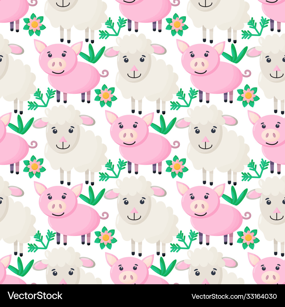 Farm animals seamless pattern Royalty Free Vector Image