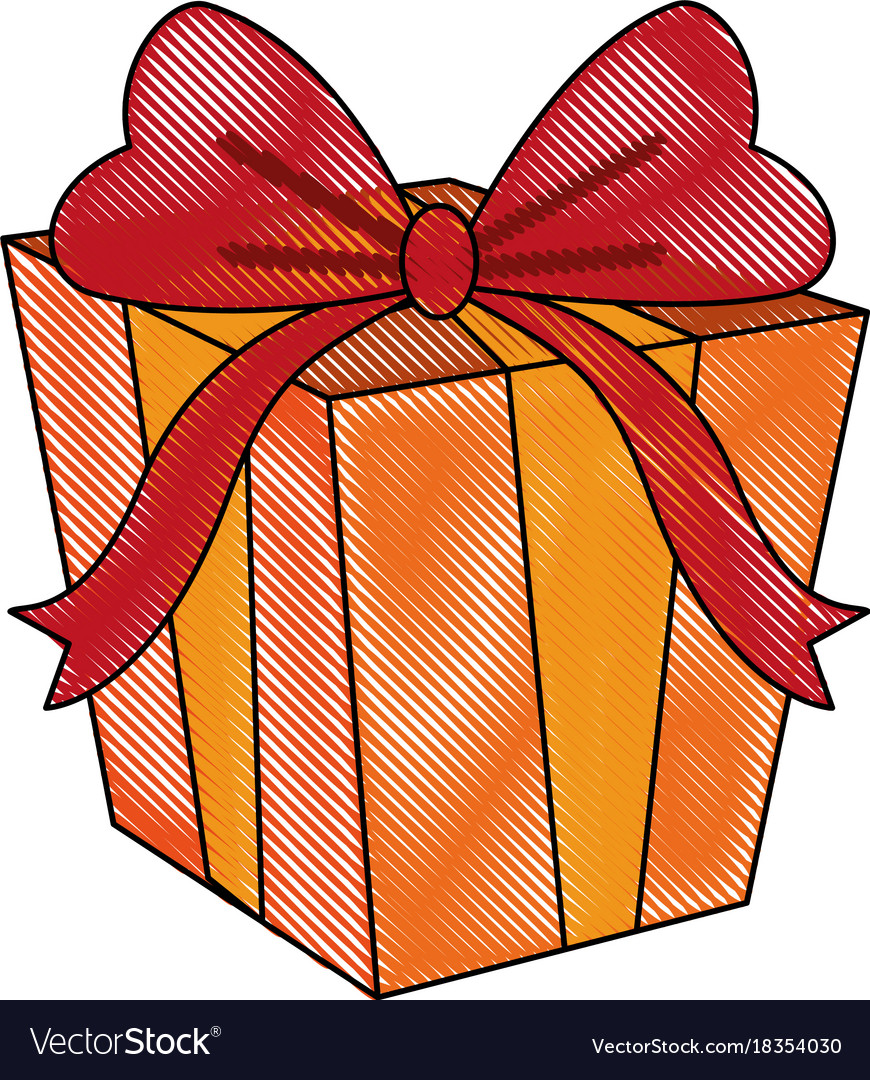 Gift box with ribbon bow icon image Royalty Free Vector