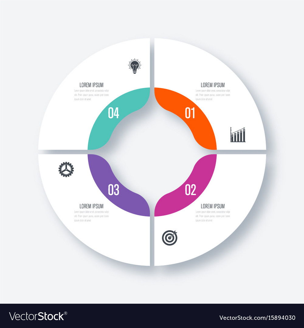 Infographics template four options with circle