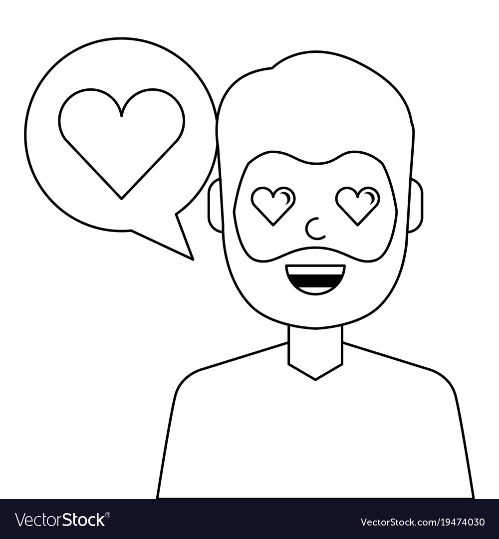 Lovely young man with heart avatar character