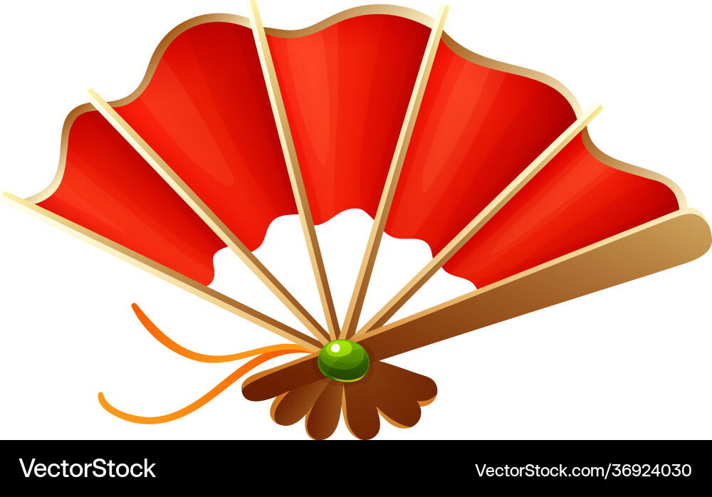 Red chinese hand decorative folding fan Royalty Free Vector