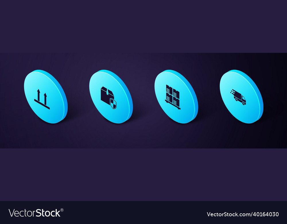 Set isometric delivery truck in movement