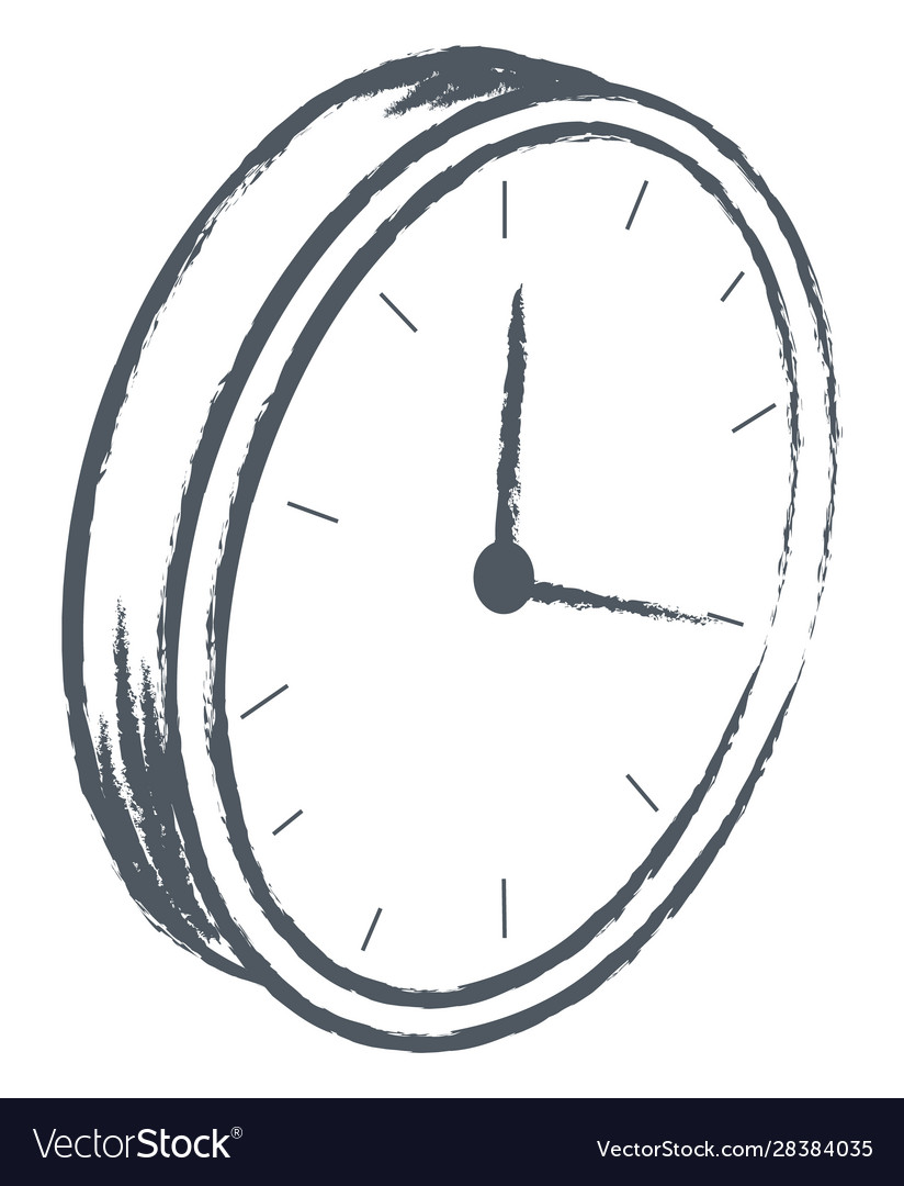 Clock showing time monochrome sketch outline Vector Image