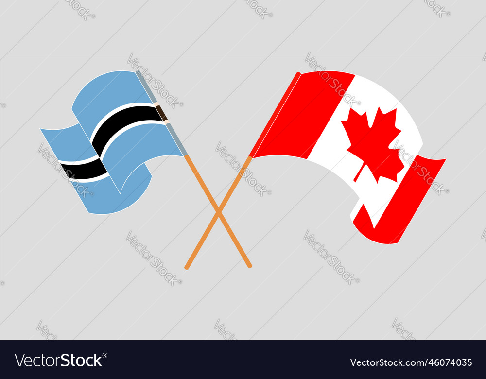 Crossed and waving flags of botswana and canada Vector Image