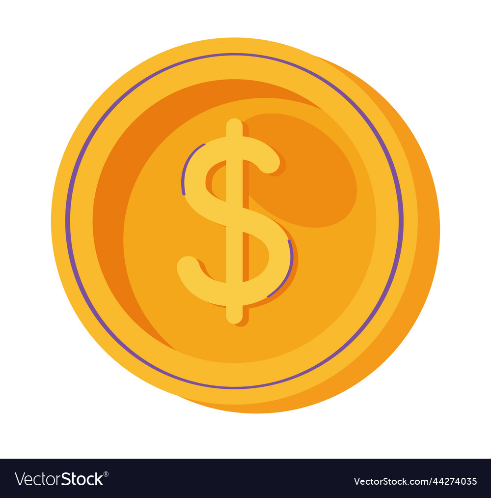 Golden coin money dollar Royalty Free Vector Image