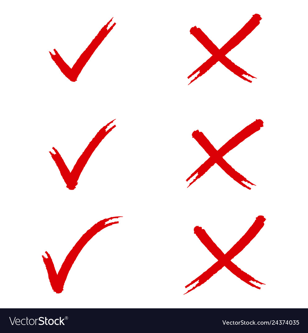 Free Vector  Hand drawn stroke check mark and cross set