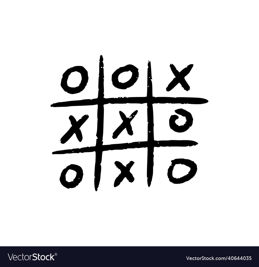 Hand drawn tic tac toe game x-o children game Vector Image