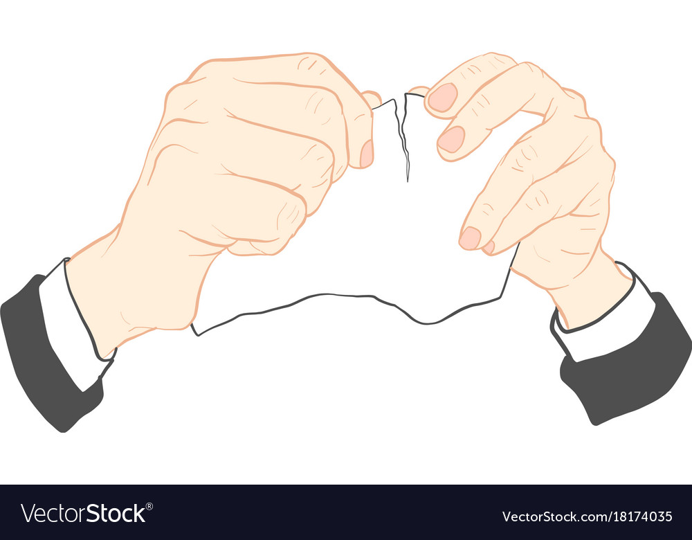 Hand tearing paper Royalty Free Vector Image - VectorStock