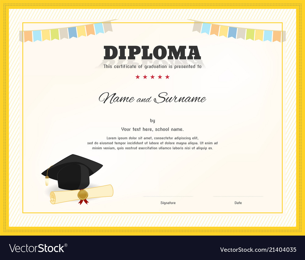 Kids diploma or certificate template Royalty Free Vector