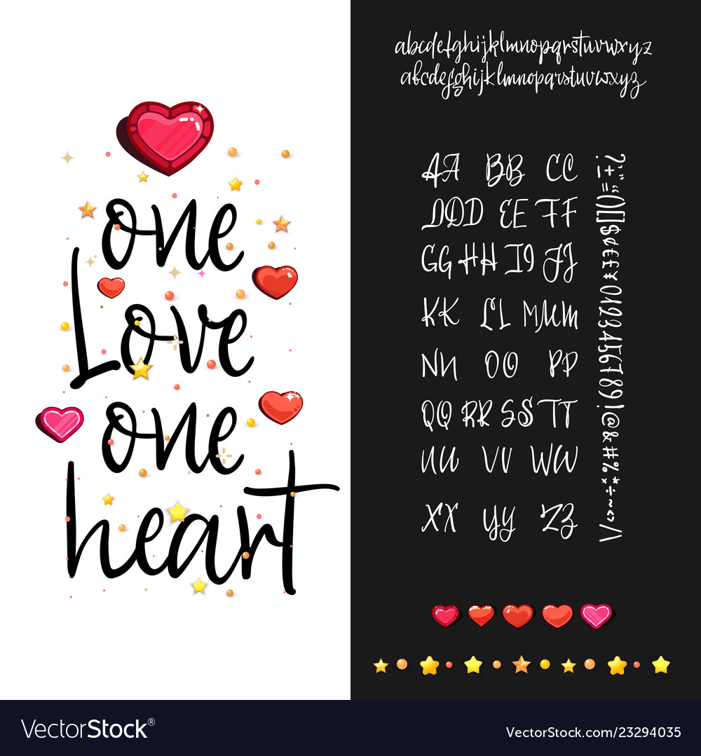 One love heart handwritten fonts analog