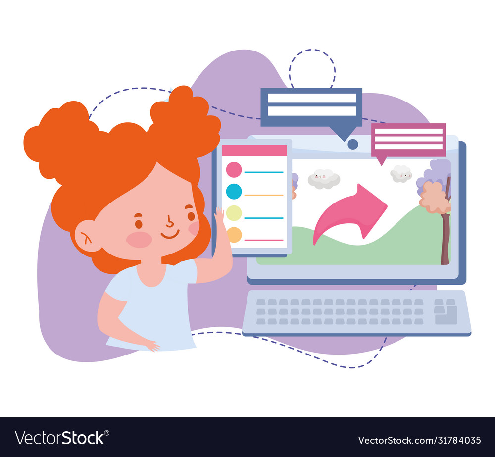 Online education student girl computer study Vector Image