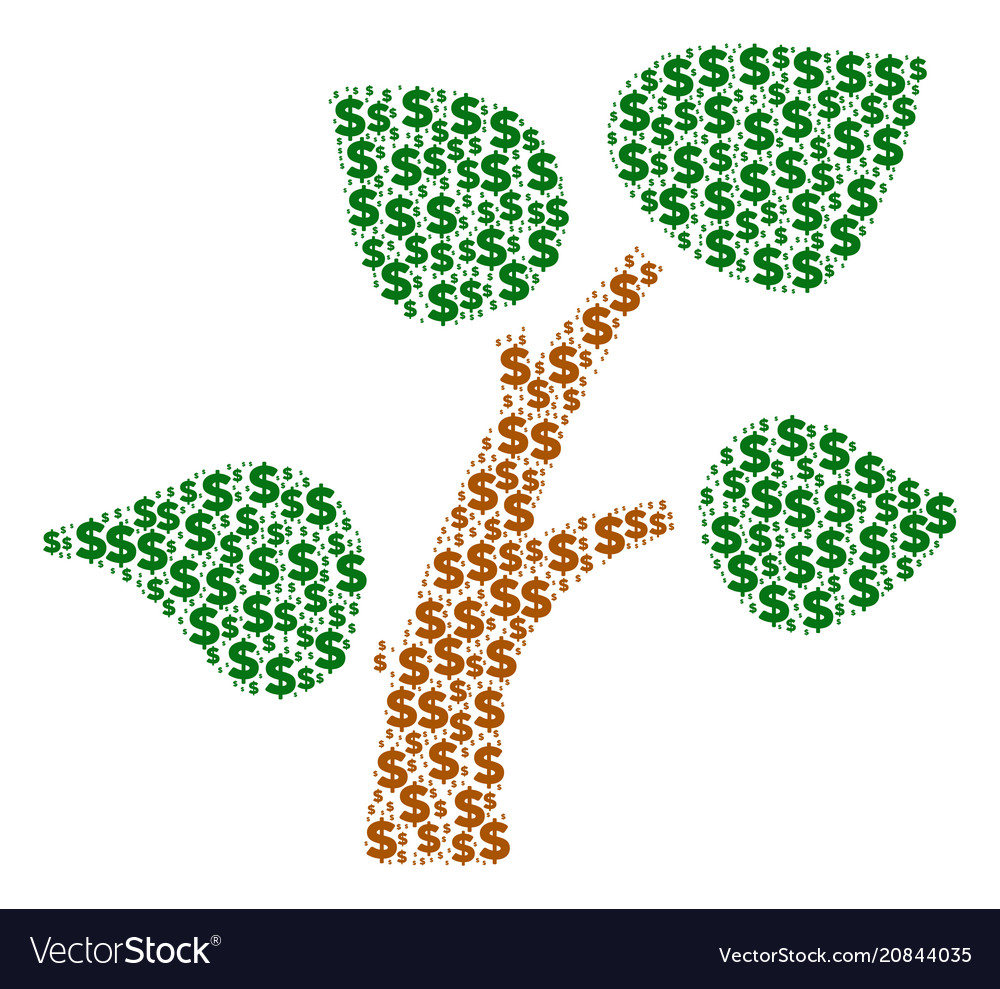 Plant tree collage of dollar and dots