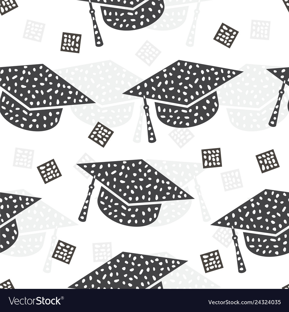 Seamless pattern with graduation cap abstract vector image Seamless pattern with graduation cap abstract