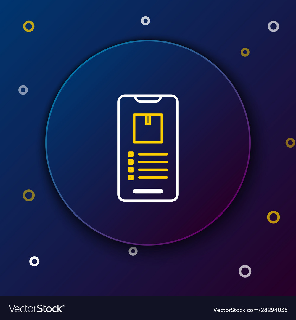 White and yellow line mobile smart phone with app Vector Image