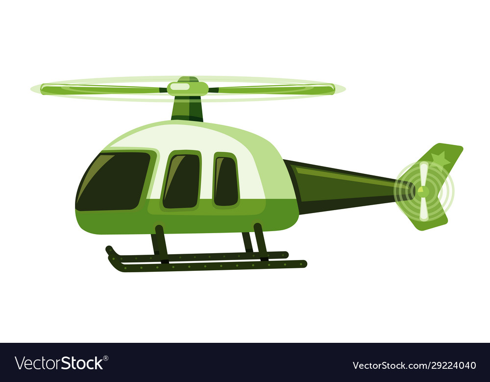 Isolated helicopter in green color Royalty Free Vector Image