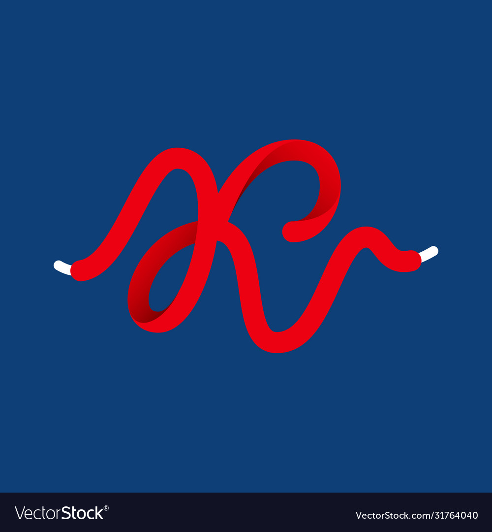 K letter sport logo formed shoe lace Royalty Free Vector