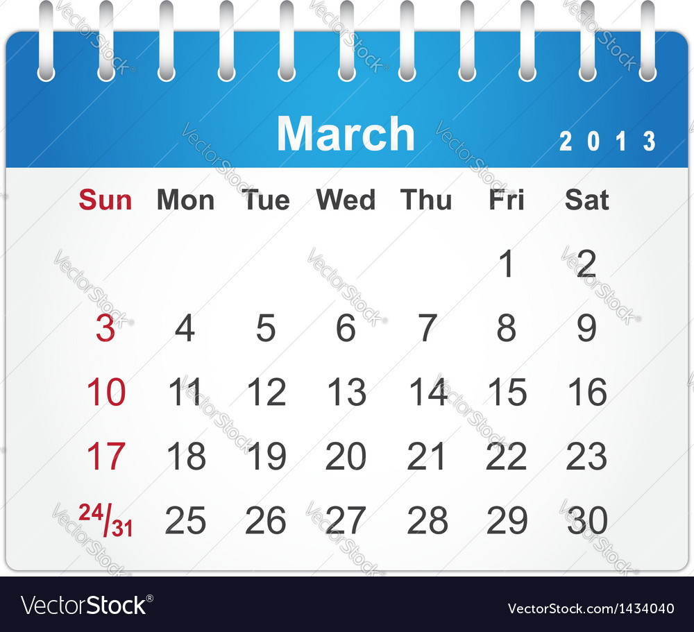 Stylish calendar page for march 2013 Royalty Free Vector