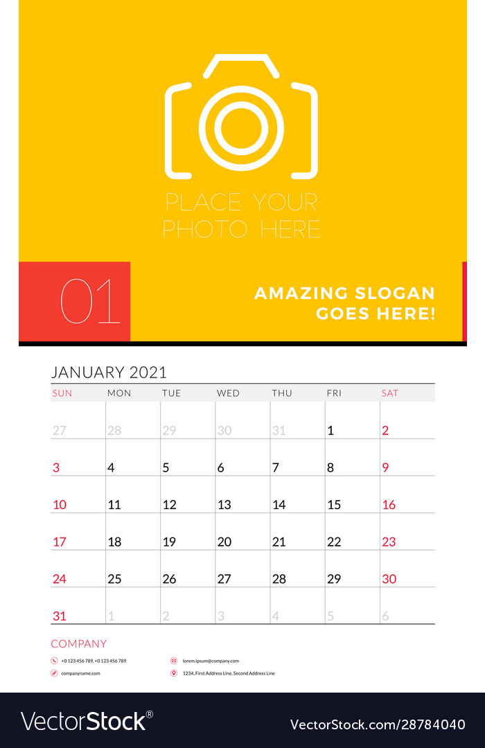 january 2021 calendar yellow