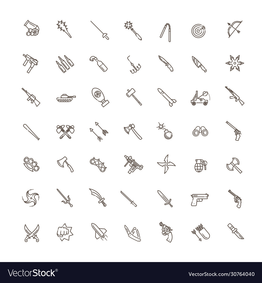 Weapons icons set cold steel arms vector image Weapons icons set cold steel arms