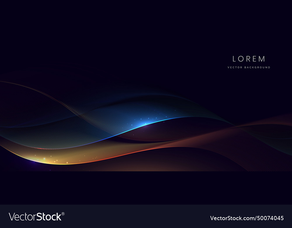 Abstract blue and gold wave lines glowing Vector Image