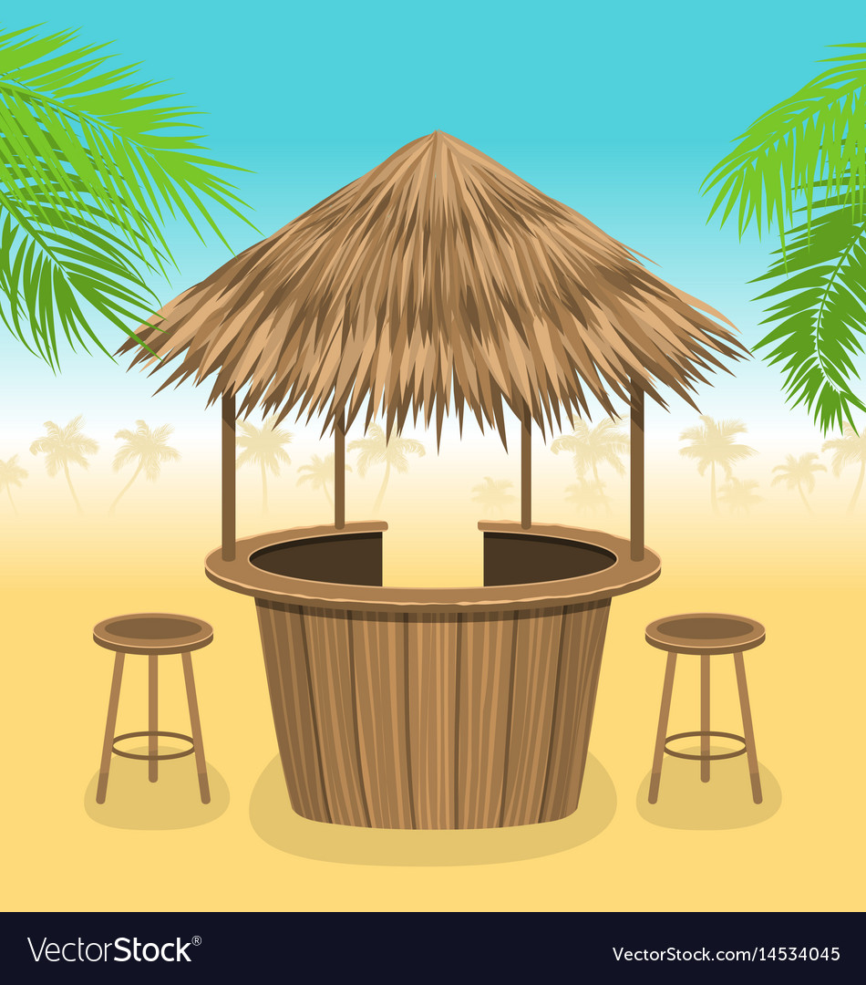 Beach bar thatch outdoor background with lounge Vector Image