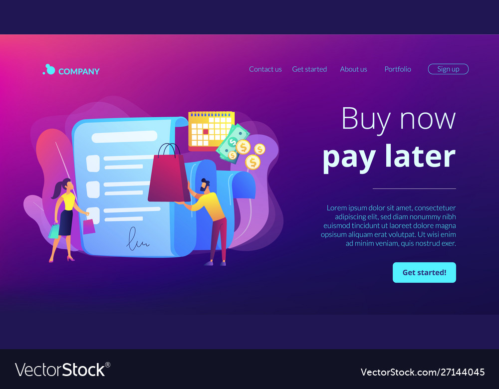 Deferment payment concept landing page Royalty Free Vector