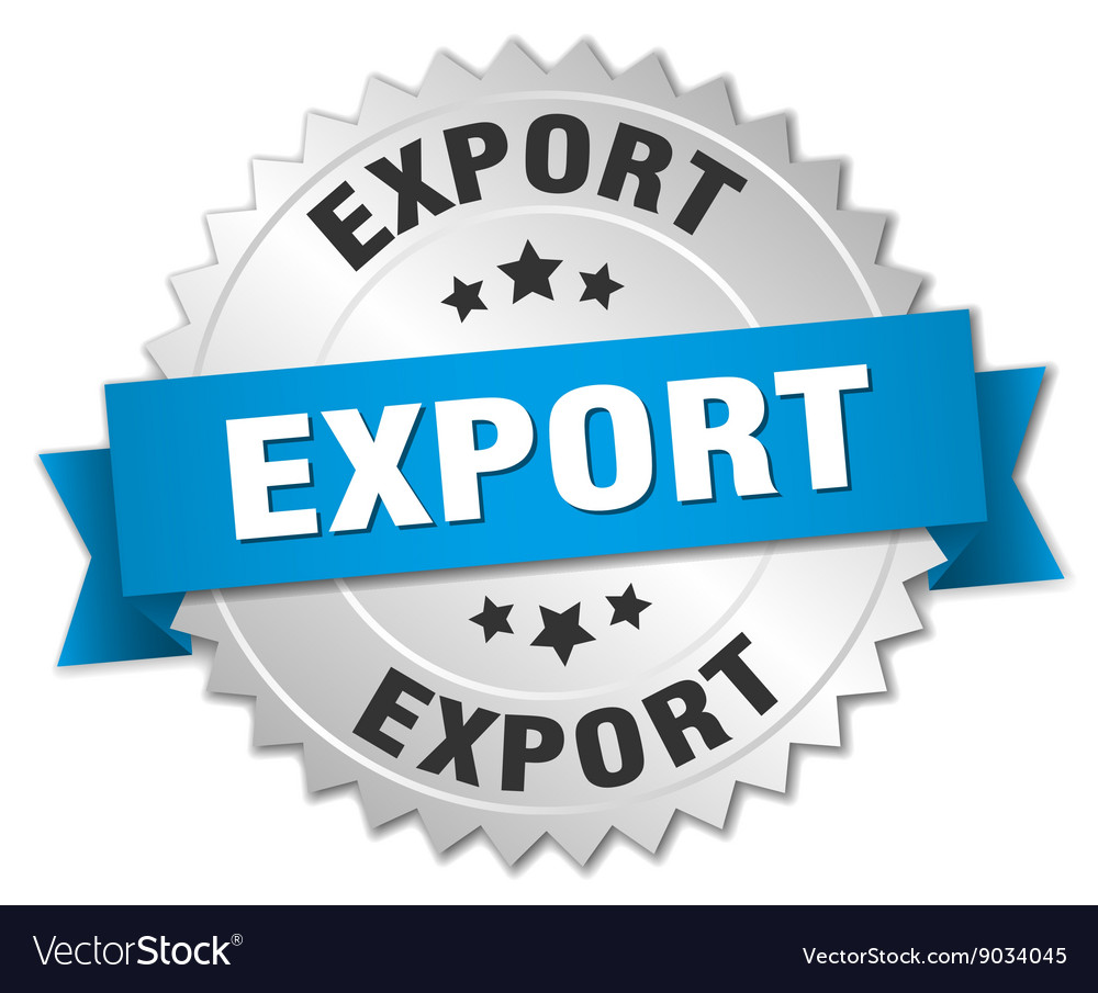 Export 3d silver badge with blue ribbon