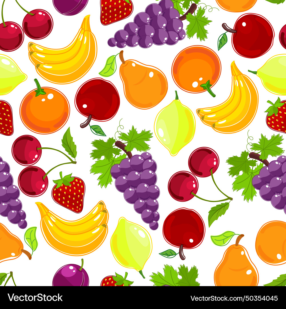Fruits and berries seamless pattern Royalty Free Vector