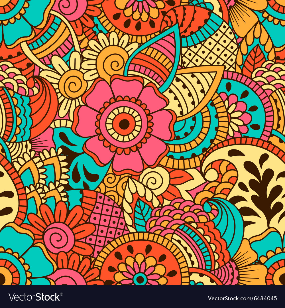 Hand drawn seamless pattern with floral elements Vector Image