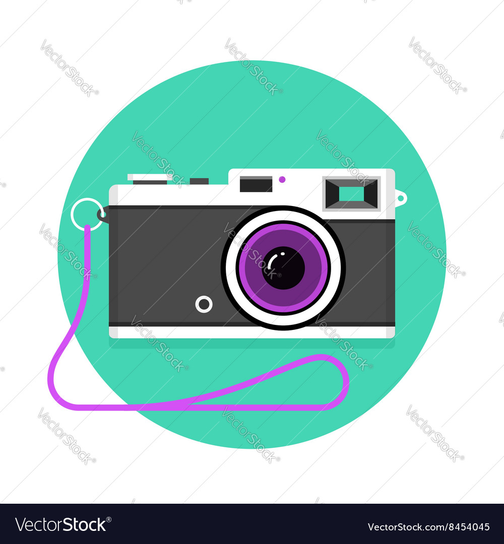 Icon of vintage photo camera black and white Vector Image