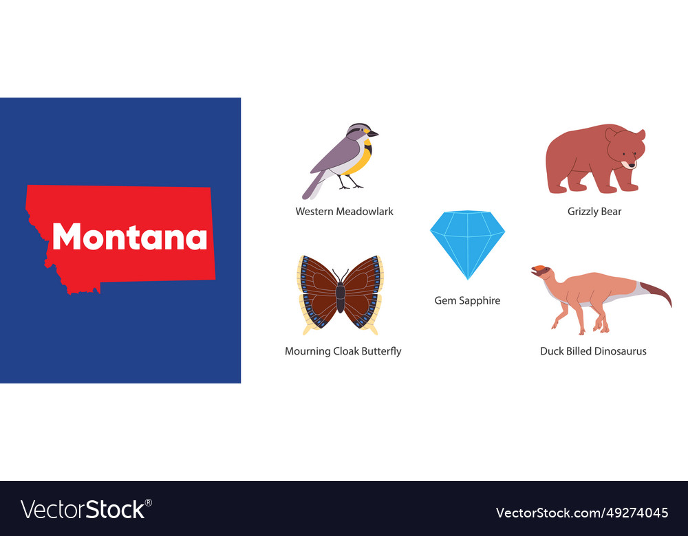 Montana states with symbol icon of duck-billed