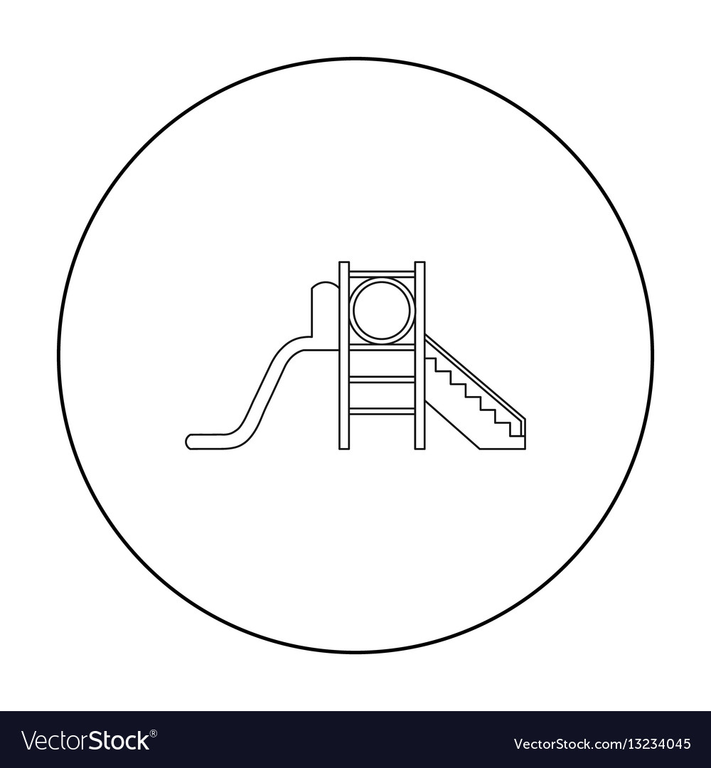 Playground slide icon in outline style isolated Vector Image