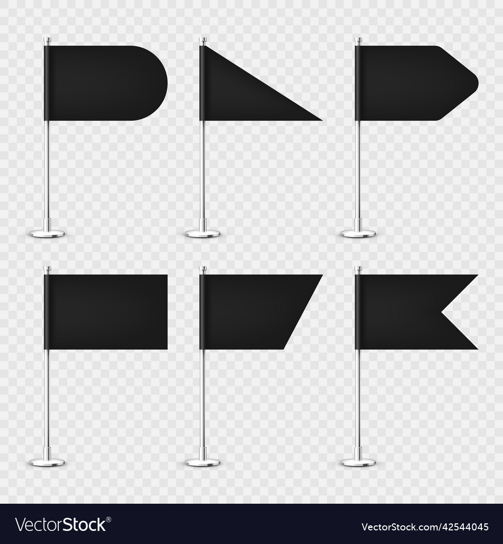 Realistic various table flags on a chrome steel Vector Image