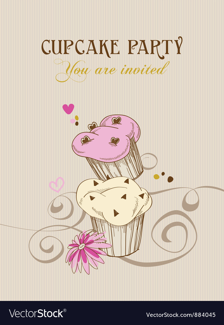 retro cupcake party invitation royalty free vector image