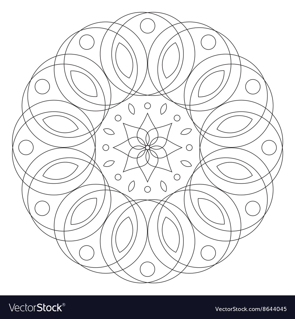 Round floral ornament coloring mandala page Vector Image