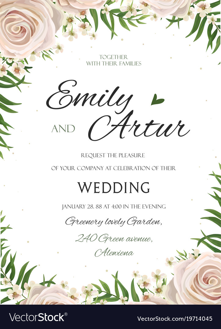 Wedding Floral Watercolor Style Invite Card Design