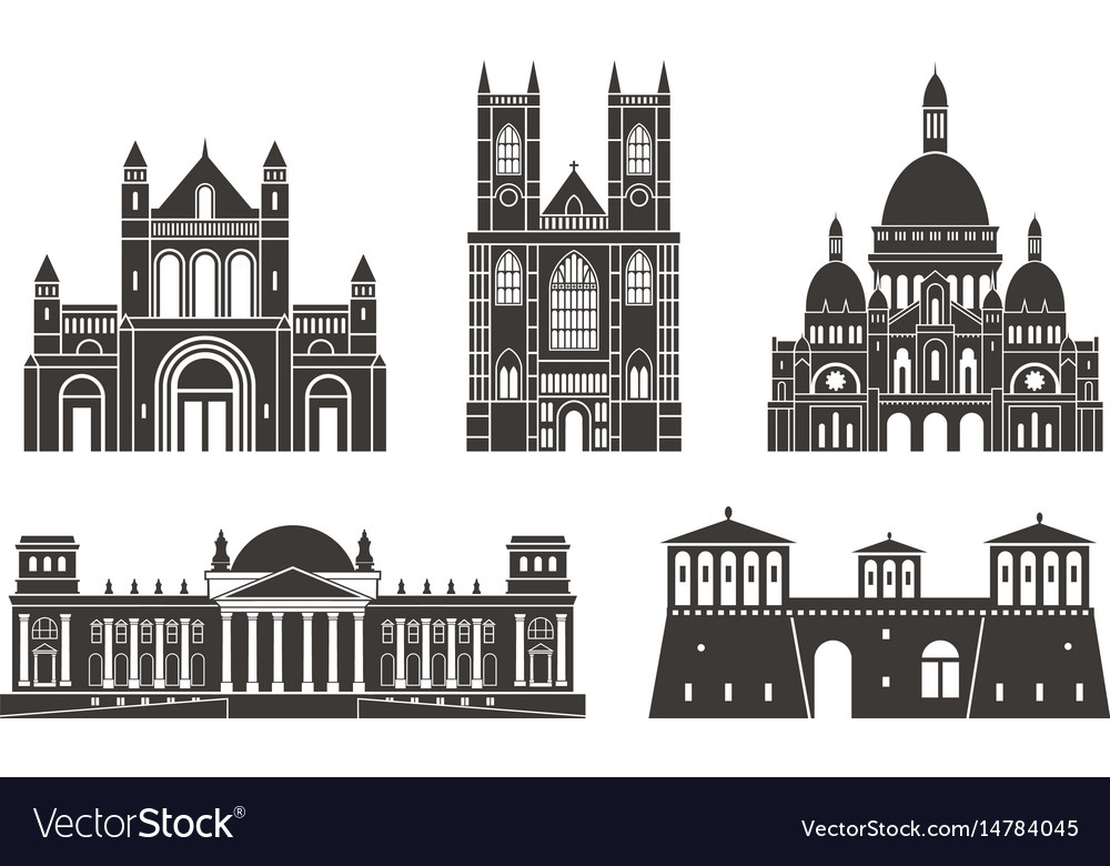 Western europe isolated european buildings Vector Image