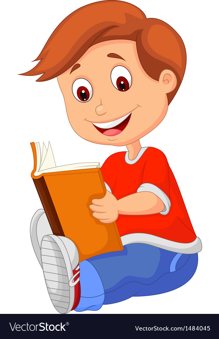 Cartoon boy reading