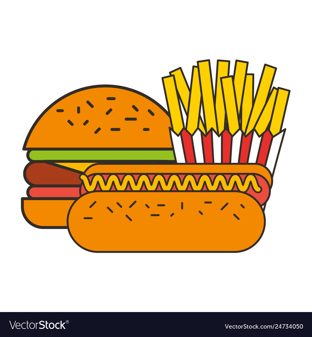 Burger hot dog and french fries fast food Vector Image