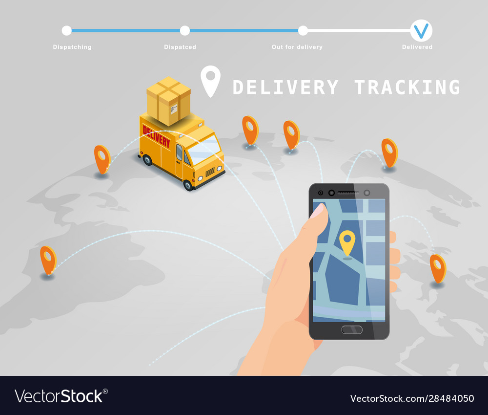 Global tracking system isometric flat Royalty Free Vector