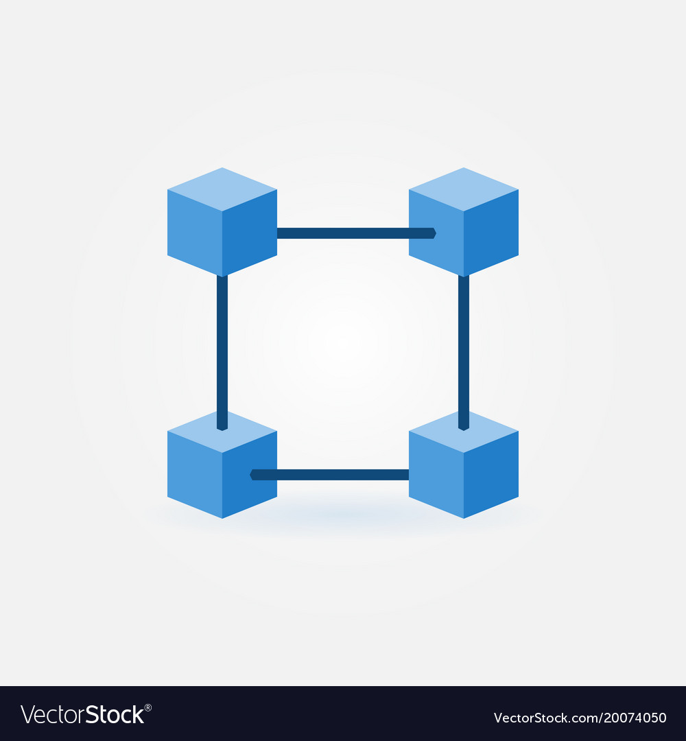 Flat blockchain blue icon Royalty Free Vector Image