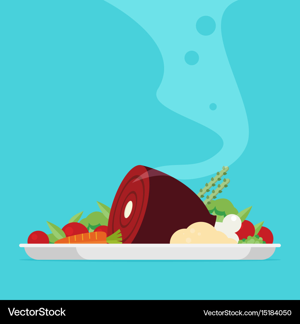 Flat with hot cooked meat Royalty Free Vector Image