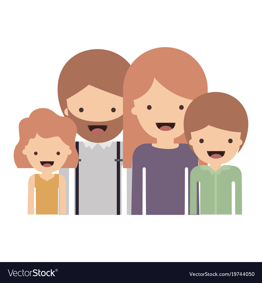 Half Body People With Girl Wavy Hair And Man With Vector Image