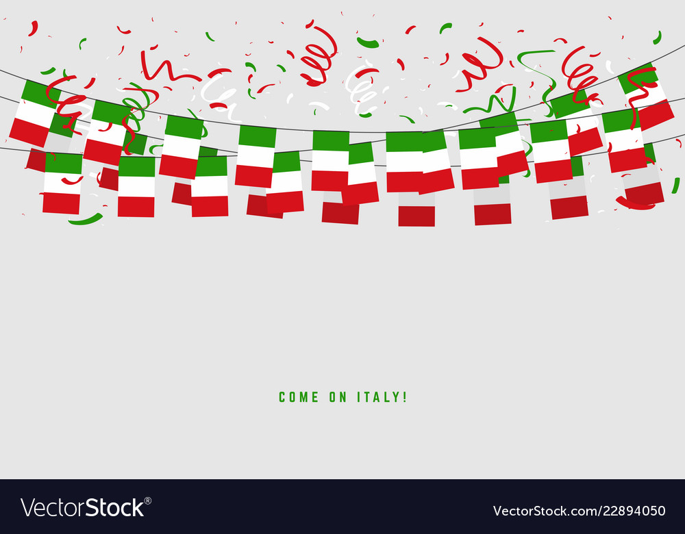 Italy garland flag with confetti Royalty Free Vector Image