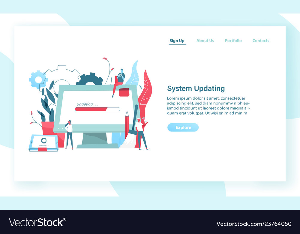 Web Banner Template With Giant Computer Display Vector Image