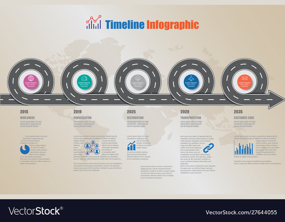 Geschäftskarte Zeitleiste Infografik