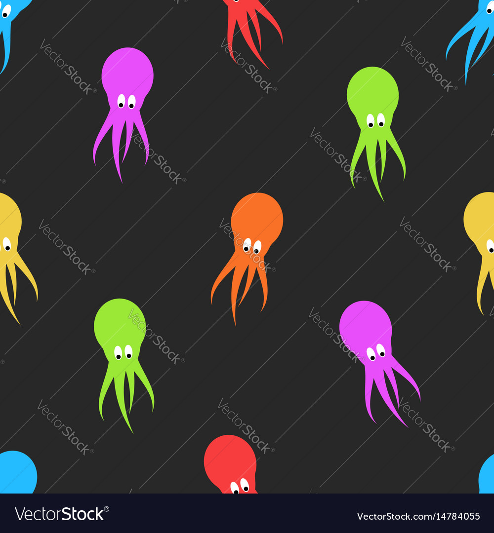 Cartoon octopus seamless pattern of sea life